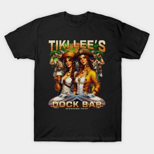 Tiki lee's Dock Bar Sparrows Point Bar Pirate Girls T-Shirt